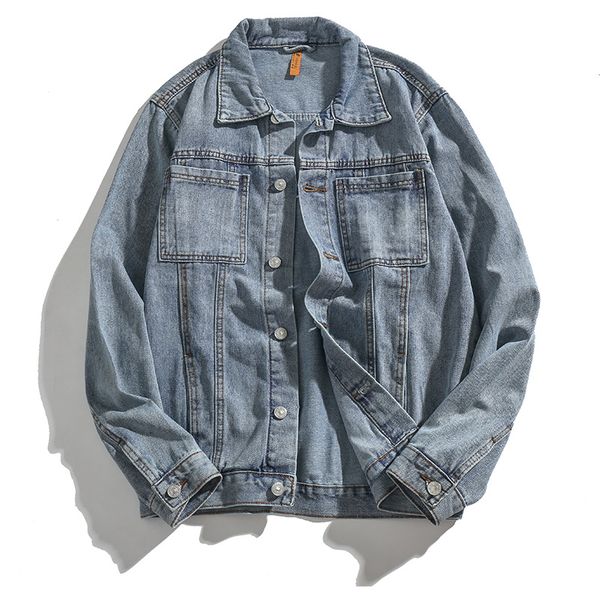 

2020 men autumn new products multi-pockets fold-down collar denim jacket teenager handsome locomotive denim jacket, Black;brown