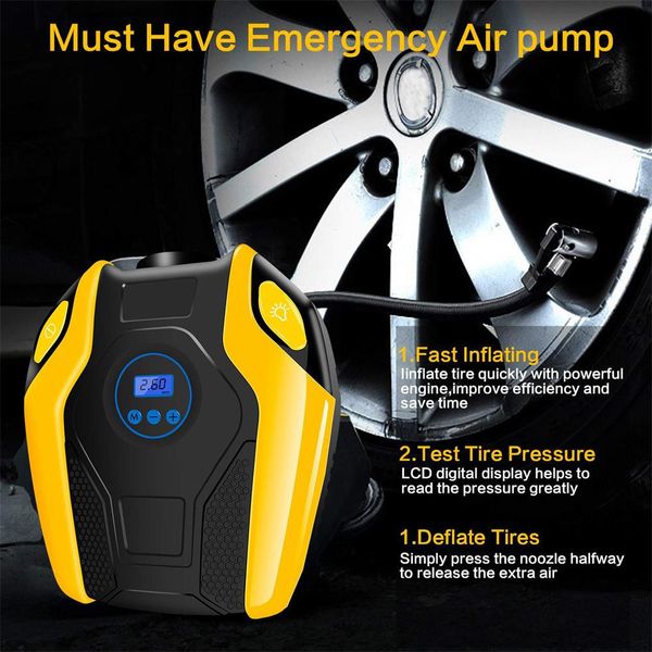 

car led digital display air compressor portable inflatable pump 12v automobile tire fast inflator mini electric auto for travel
