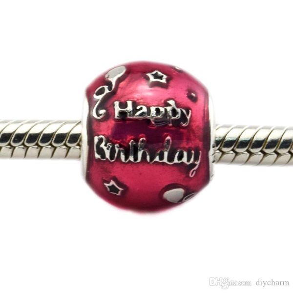 

приступы для pandora браслет 100% 925 серебряных бусин birthday celebration, прозрачных cerise эмаль амулеты поделки темы 1шт / серия, Black