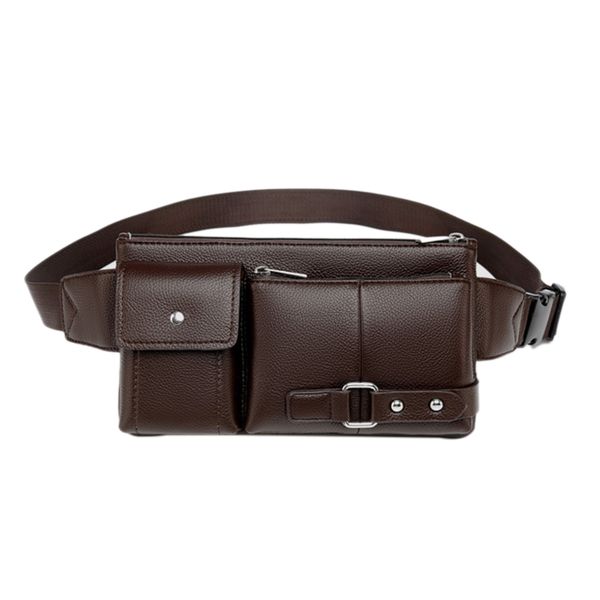 

fggs-men's leather waist belt multifunctional mobile bag leisure outdoor bag practical cashier slant brassiere wallet leat