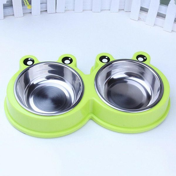 

cute dog feeding water dish pet double-head bowl food feeder dogs cat accessory l