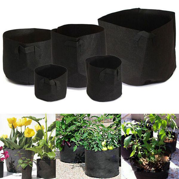 

100pcs grow bag 1/2/3/5/7/10 gallon plant grow bags non-woven aeration fabric pots pouch root container breathable degradable self-absorbent