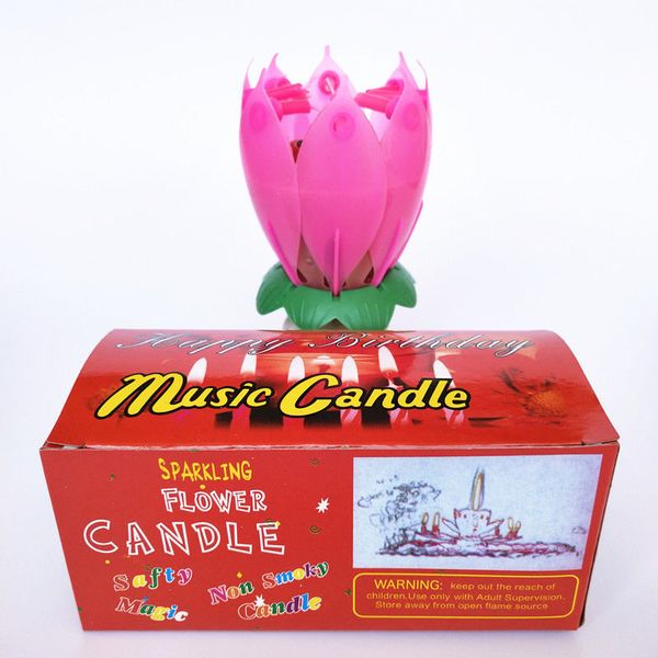 

happy birthday lotus music candle cake decoration romantic atmosphere singing flowering creative childrens single-layer