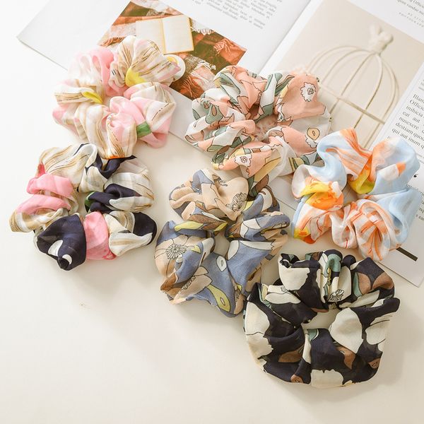 

2018 creative new style released circle flower hipster women's large intestine ring seamless elasticity hair band, Brown
