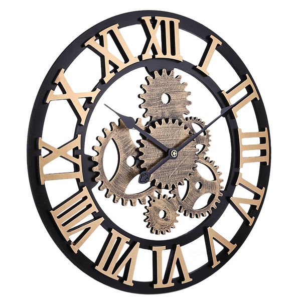 

58cm retro style six gear mute round wall clock roman numerals wall clock for home living room decor