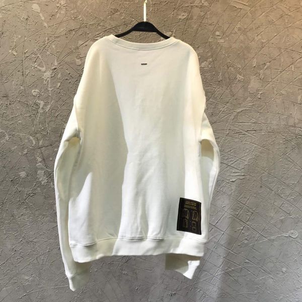 

19fw роскошные европейские свободные круглый вырез футболка с длинными рукавами высокое качество удобные повседневные мужчины женщины пары д, Black