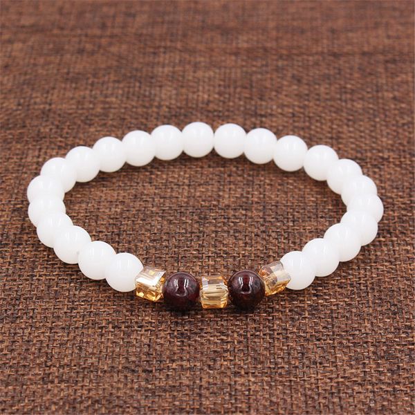 

faitheasy concise natural garnet white hand string elastic bracelet ornaments, Golden;silver