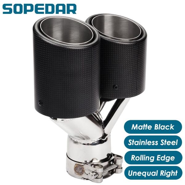 

sopedar dual unequal exhaust muffler tip escape coche rolling edge matte stainless y model for akrapovic ap29kr