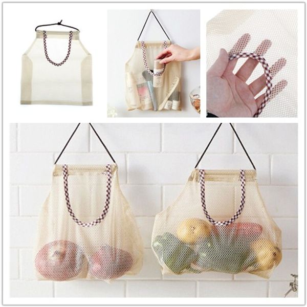 

storage garlic ginger sundries mesh storage bag vegetable potato onion kitchen hanging bag