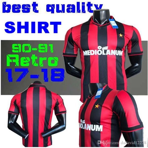 

90 91 milan jer ey retro hirt home gullit ancelotti occer jer ey 1990 1991 ta otti maldini bare i van ba ten rijkaard football hirt