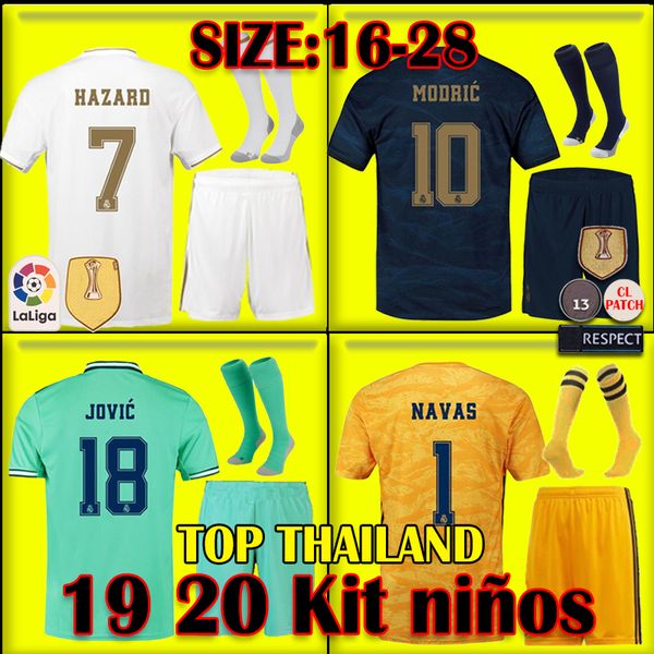 

Kd kit 19 20 real madrid occer jer ey jovic hazard viniciu children football hirt modric cami eta de futbol 2019 2020 i co