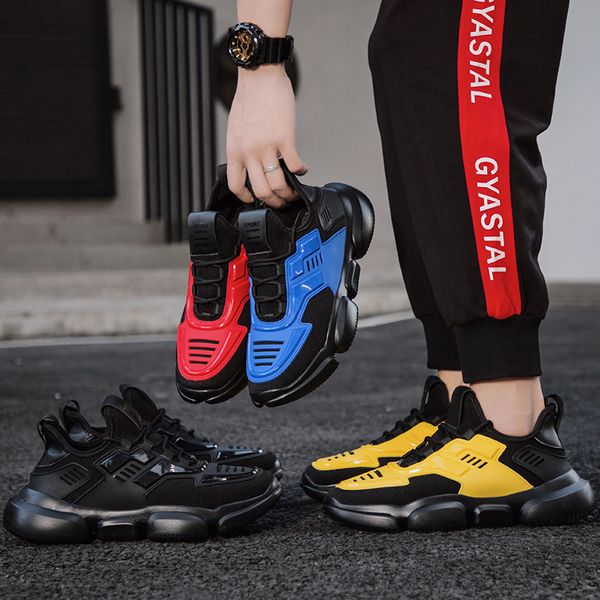 

mens sneakers breathable casual shoes men fashion leisure mesh lace-up shoes high sneakers krasovki tenis masculino adulto, Black