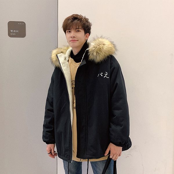

plus loose warm casual trench coat men masculino new winter jacket mens thicken slim parkas casual fashion fashion parka kk60mf, Black