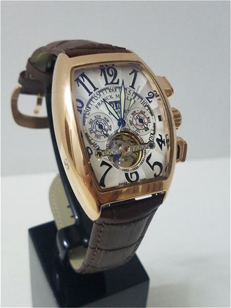 

new brand automatic winding label men's watch tourbillon date men's mechanical watch fashion sports designer watch monte, Slivery;brown