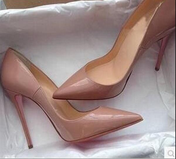 

so kate styles 8cm 10cm 12cm high heels shoes red bottom nude color genuine leather point toe pumps rubber wedding shoe t07, Black