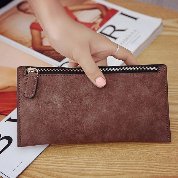 

women zipper pu leather clutch coin phone bag long purse wallet