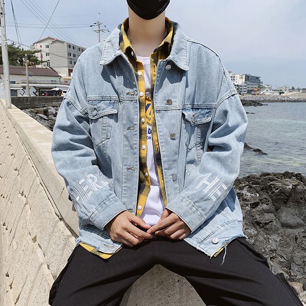 

2020 autumn new style casual denim jacket men's trend korean-style versatile loose-fit students coat hong kong style, Black;brown