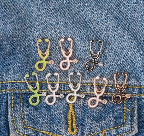 

nurse doctor stethoscope enamel brooch pins creative lapel brooches badge for women men girl boy fashion jewelry gift sh37, Gray