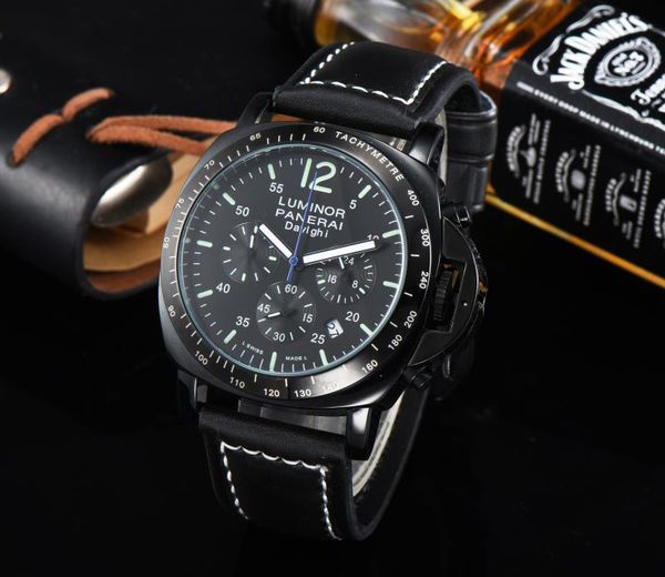 

new aaa panerai men full-function quartz watch rubber strap mens quartz sport wristwatch designer watch no box n1, Slivery;brown