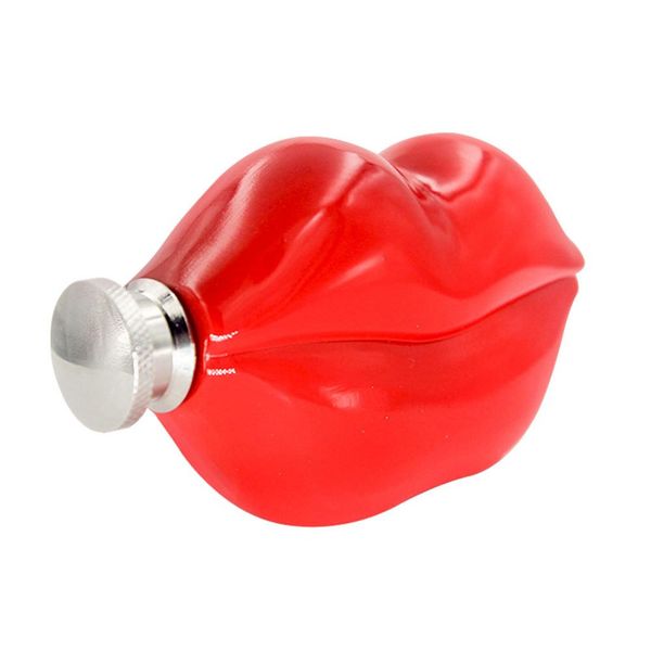 

5 oz new design charm lip shaped mini pocket hip red color flask stainless steel portable for outside