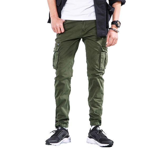 

2019 spring cargo pants men japan style trousers zipper mens joggers cotton pants male brand clothing, Black