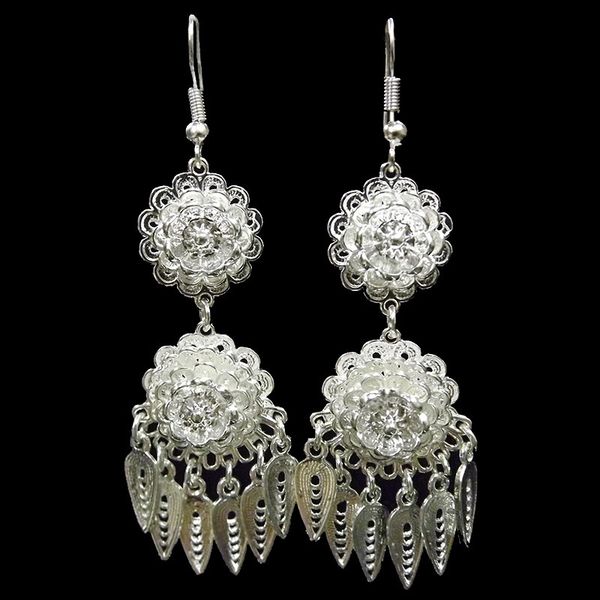 

2019 chinese national wind flower woman's earrings retro long tassel flowers female jewelry pusheen bijuteria wholesale, Golden