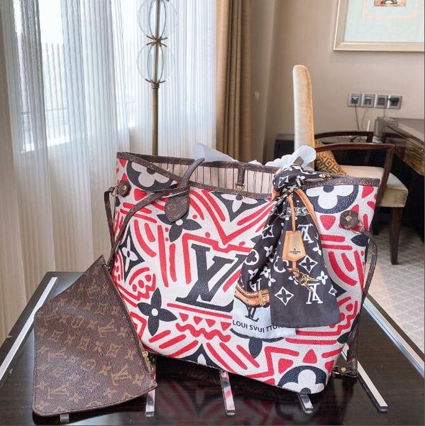 

original l and v monogram canvas bag 2020 new classic luxury designer woman's fashion brand letter print handbag shopping bag send wall