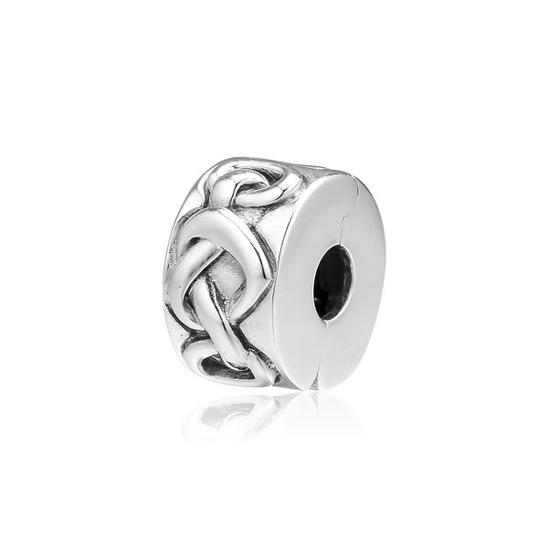 

2019 mother's day 925 sterling silver jewelry knotted heart clip charm beads fits pandora bracelets necklace for women diy making, Bronze;silver