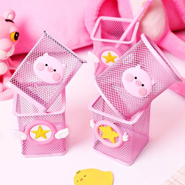 

металл железный организатор чемодан девушка смазливая площади круглый розовый pig stars канцелярские hollow storage box настольные принадлеж