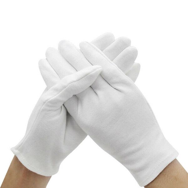 

6 pairs white cotton gloves coin jewelry silver inspection gloves large size