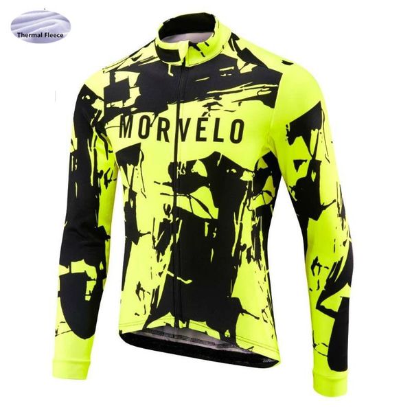 

diedou cycling shirts & 2021 morvelo winter thermal fleece jersey men clothing long sleeve bicicleta mtb maillot ropa ciclismo hombre, Black