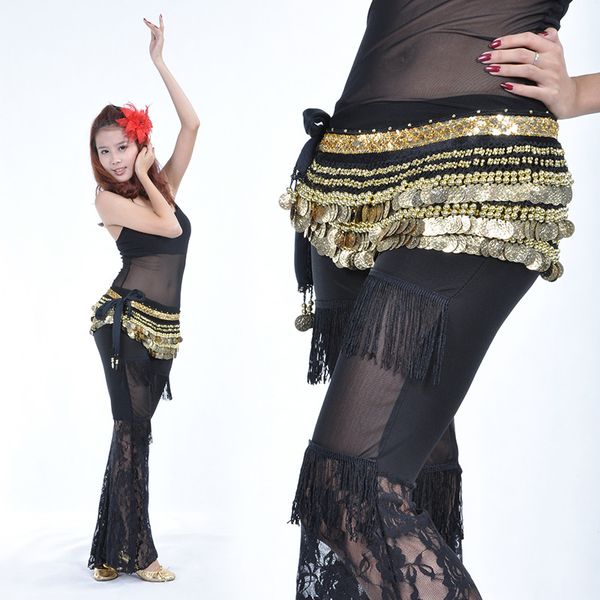 

belly dance costumes belly belt hip tribal pants for women dance performance dancing wear set, Black;red