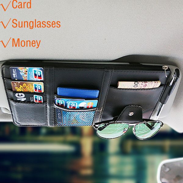 

portable fastener cip eyeglasses clip ticket card clamp pu glasses cases for car sun visor sunglasses holder