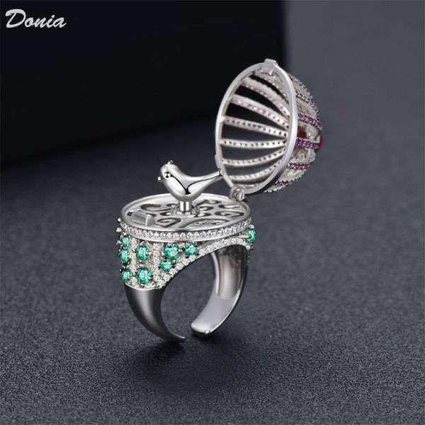 

donia jewelry ring fashion birdcage full of zircon rings european and american creative rings men and women hand gifts, Silver
