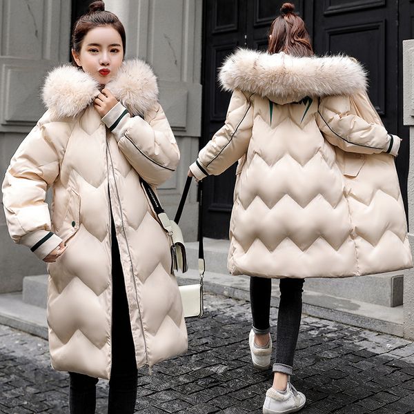 

2019 winter jacket women parka fashion simple leisure warmth and thick coat big fur collar womens down jackets ing, Black