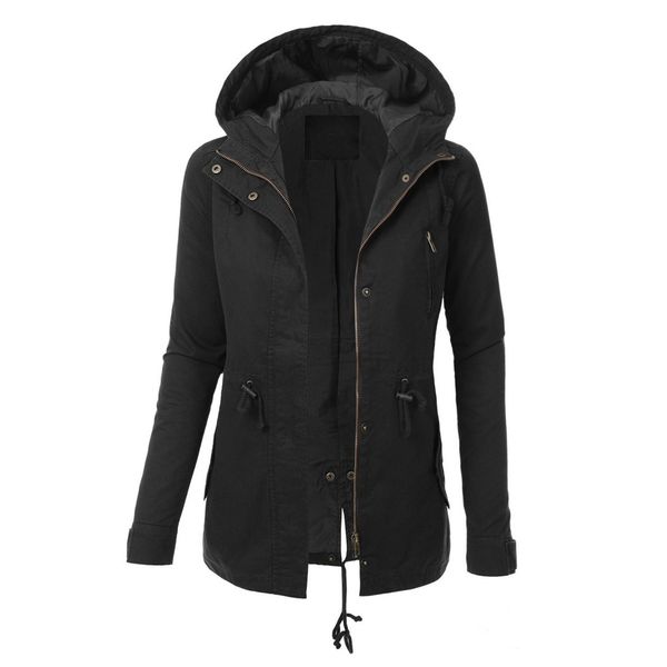 

2019 autumn winter women's fleece jacket coats female long hooded coats outerwear warm thick female slim fit hoodies jackets #d, Black;brown