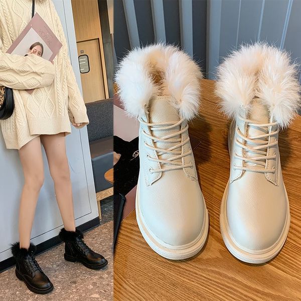 

woman flat boots shoes round toe luxury designer ankle booties women winter footwear boots-women lace up low lolita autumn rock, Black