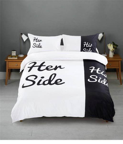 

bedding sets ly fantastic whie & black white her side his printing duvet cover set bed sheet shams 4pcs