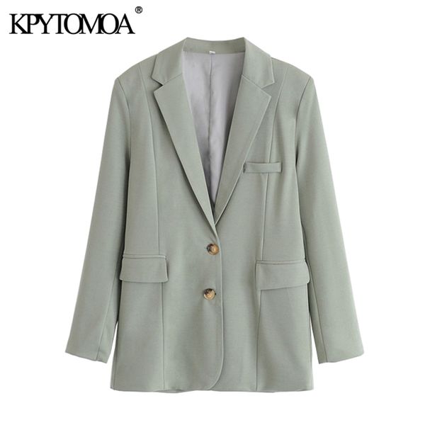 

women's suits & blazers kpytomoa women 2021 fashion office wear single breasted blazer coat vintage long sleeve pockets female outerwea, White;black