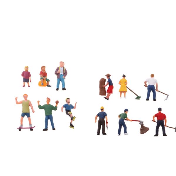 

12pc ho scale diorama painted people toy fairy garden miniatures layout