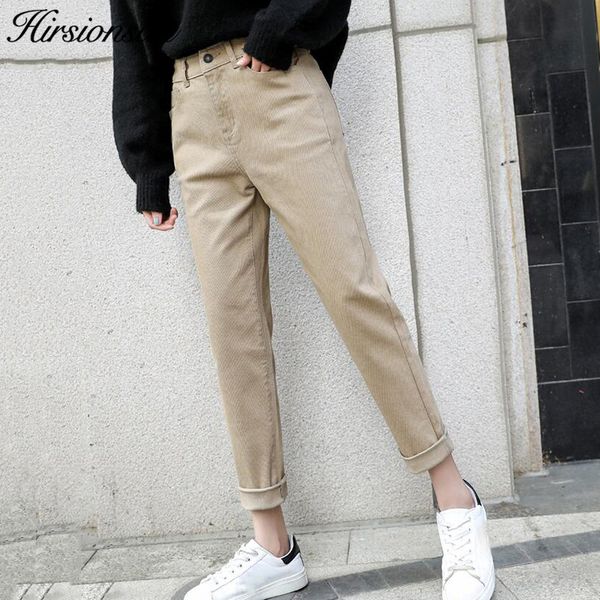

hirsionsan jeans woman 2019 spring korean loose bf style denim pants vintage khaki ankle-length jeans trousers new fleece, Blue