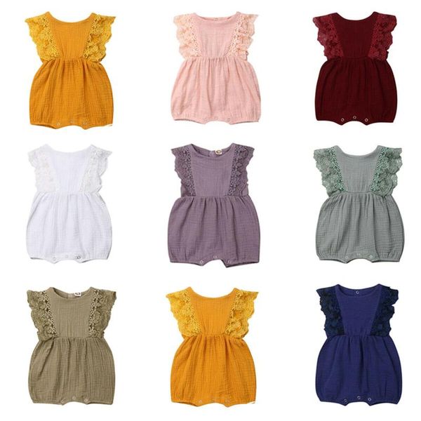 

новорожденные baby girl одежда кружево рукавов сплошного цвета рюши bodysuit jumosuit оголовье 2pcs техника одежда, White