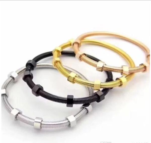 

k home explosions six nail screw bracelet titanium steel opening men and women couple six nut bracelet, Golden;silver