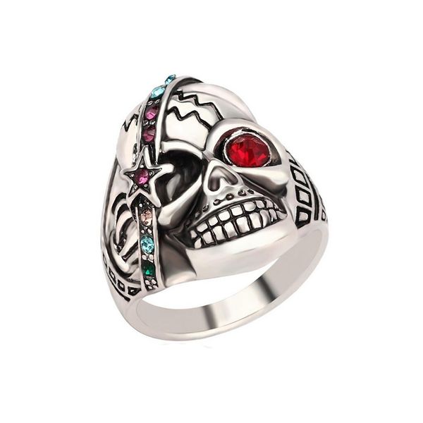 

male jewelry individual punk skull ring antique silver crystal mens ring, Golden;silver