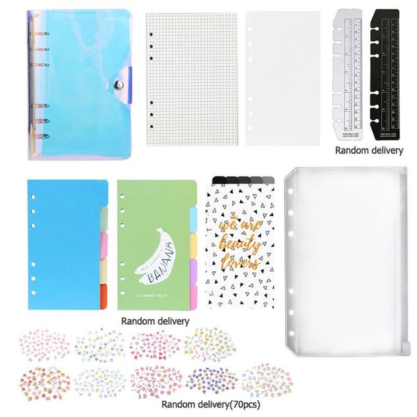 

pvc a5 a6 loose-leaf set notebook diary planner binder hand account notepad inner pages inner cores school office supplies, Purple;pink