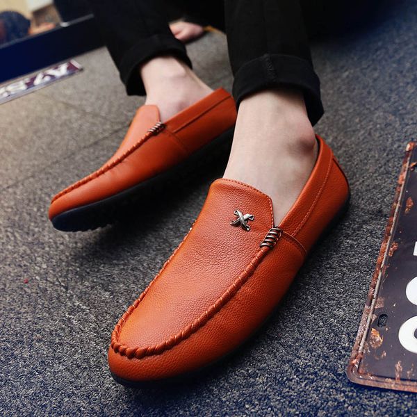 

suede loafers shoes 2019 leather driving moccasins slip on men formal loafers shoes male dress loafersmen casual y, Black