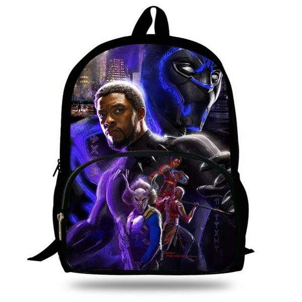 

16inch kids black panther print school bags for teenage boys&girls schoolbag solid backpacks student daily bag