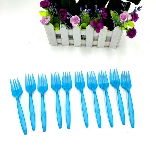 

10pcs/lot solid color forks disposable fork birthday wedding party supplies plain color plastic forks