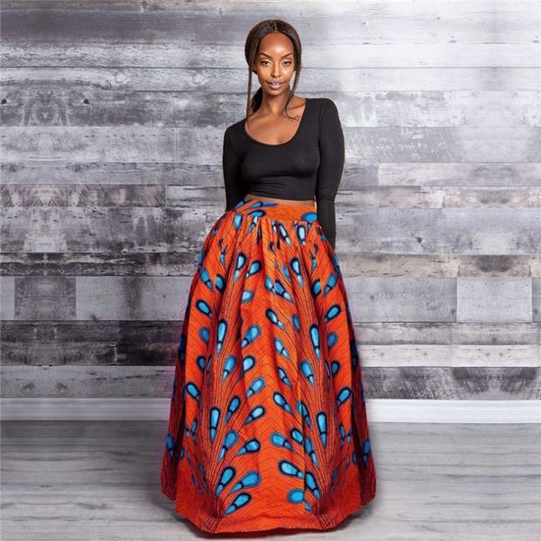 

vintage floral print 2019 news fashion skirts african dresses for women tutu robe bazin dashiki fashion clothing riche clothes, Red