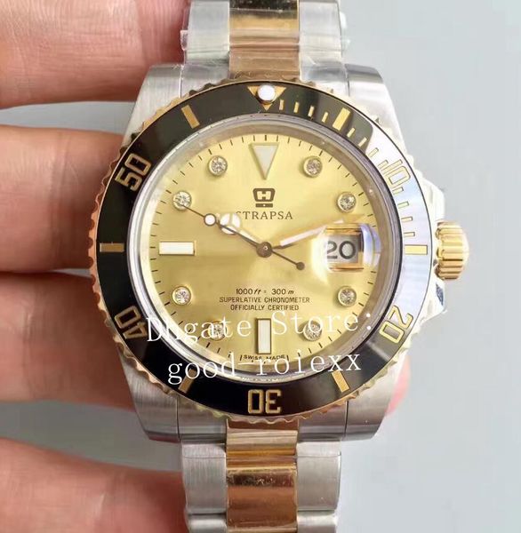 

watches for men luxury watch automatic eta 2836 diamond dial real wrapped 18k gold never fade mens dive sport 116613 n factory wristwatches, Slivery;brown